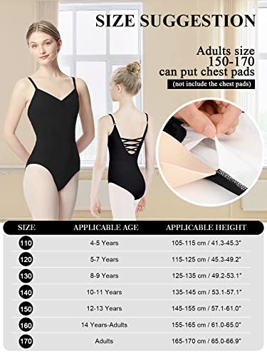 Maillot Ballet Danza Niñas con Correas Ajustables, Leotardos de gimnasia con estilo camisola, Maillot Ballet para para niñas mujeres