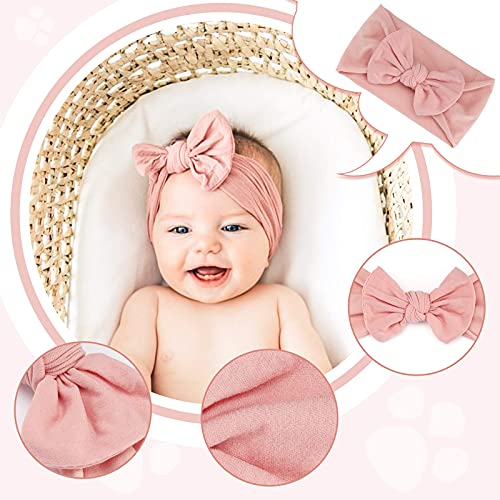 Makone Diademas de Bebe Nina, Lazo Nailon Elástico Suave Turbante Felpas Bebe Recién Nacidos Cinta Pelo Bebe Niña Cintillos Fitas Cabelo para Ninas y Bebés