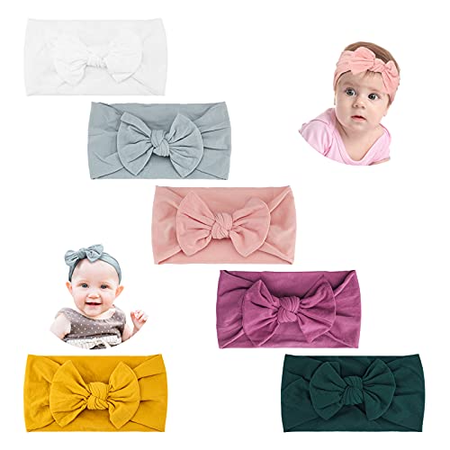 Makone Diademas de Bebe Nina, Lazo Nailon Elástico Suave Turbante Felpas Bebe Recién Nacidos Cinta Pelo Bebe Niña Cintillos Fitas Cabelo para Ninas y Bebés