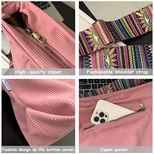 Makukke Bolso de mano para mujer, bolso bandolera, bolso grande, bolso de la compra, bolso de hombro, bolso cruzado, para la escuela, oficina, trabajo, viajes, excursión, compra, Rosa.