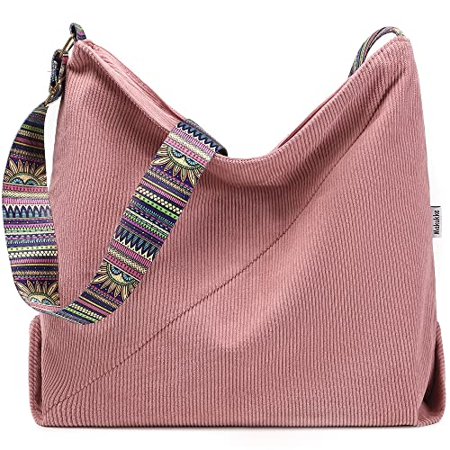 Makukke Bolso de mano para mujer, bolso bandolera, bolso grande, bolso de la compra, bolso de hombro, bolso cruzado, para la escuela, oficina, trabajo, viajes, excursión, compra, Rosa.