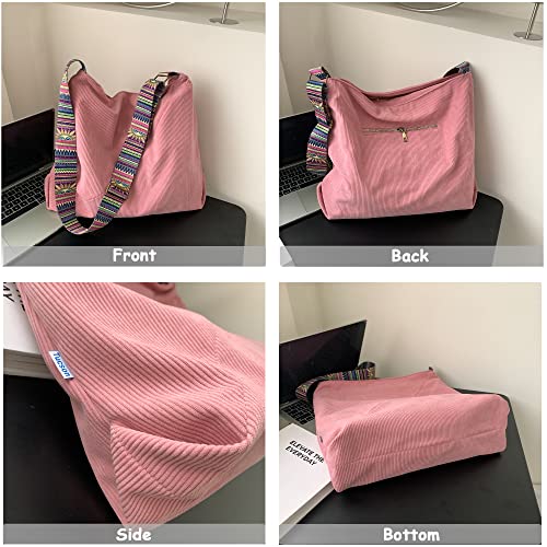 Makukke Bolso de mano para mujer, bolso bandolera, bolso grande, bolso de la compra, bolso de hombro, bolso cruzado, para la escuela, oficina, trabajo, viajes, excursión, compra, Rosa.