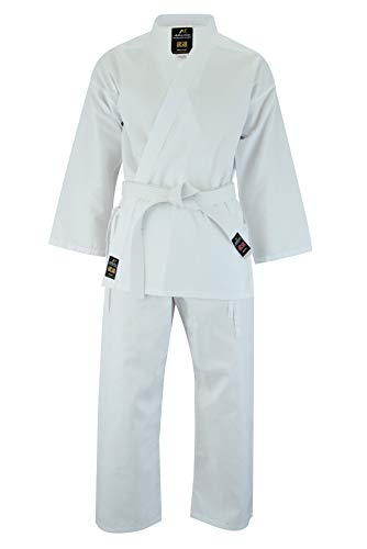 Malino Karate Gi - Traje de karate para niños para adultos, uniforme de arte marcial, 6 onzas, color blanco ligero para estudiantes, con cinturón libre (blanco, 160)