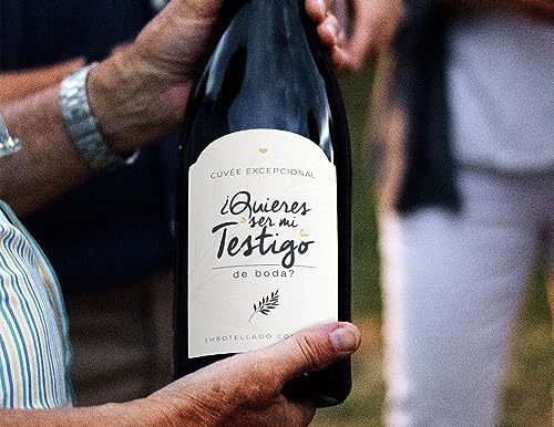 Manahia Etiqueta para botella Mi testigo | ¿Quieres ser mi testigo de boda? | Etiqueta de vino para anunciar la boda - Pedir al testigo - Anuncio de boda - Anuncio de testigo.