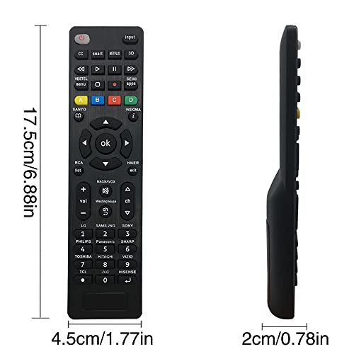 Mando Universal TV para Samsung, Vizio, LG, Sony, Panasonic, Smart TV, HAIER, Toshiba, Philips, TCL, Hitachi, Hisense - con 3D, Netflix, Botones APPS