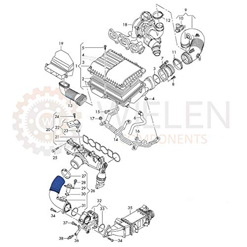 Manguito compatible con intercooler aire Audi A1 Seat Ibiza Toledo Skoda Fabia Rapid VW Polo 1.4 04B145822B