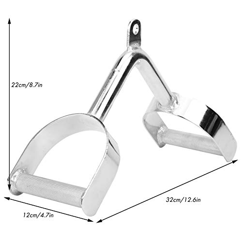 Manija para fijación de fila, acero pesado Manija de doble D para fila Accesorio para cable Manija para fila para ejercicios Fijación para cable Máquina de remo Juego de manija de agarre Barra de ejer