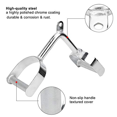 Manija para fijación de fila, acero pesado Manija de doble D para fila Accesorio para cable Manija para fila para ejercicios Fijación para cable Máquina de remo Juego de manija de agarre Barra de ejer