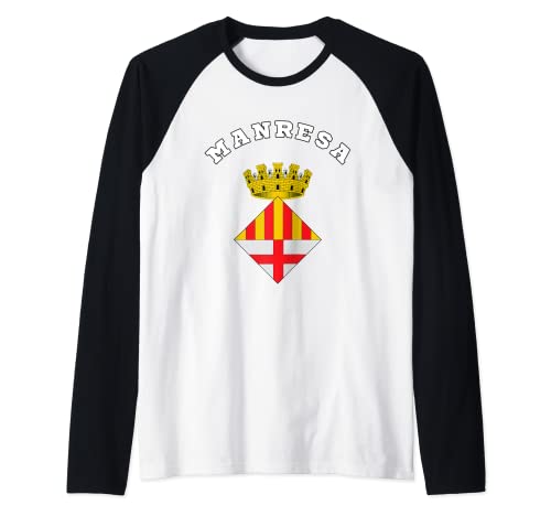 Manresa Escudo de Armas Bandera de orgullo nacional Regalo Camiseta Manga Raglan