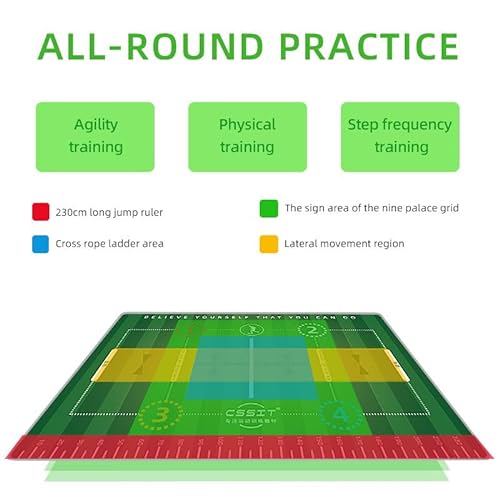 Manta de entrenamiento de fútbol interior, tapete de entrenamiento de cinta de correr de fútbol, ​​manta antideslizante con 5 discos, entrenamiento de cono con control de velocidad