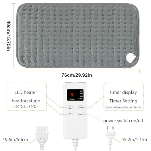 Manta Eléctrica Almohadilla Térmica, GuKKK Manta Eléctrica Lumbar Pequeña 76 * 40 CM, Almohadilla Eléctrica, Esterillas Electricas, Tecnología de Calentamiento Rápido, Función de Apagado Automático