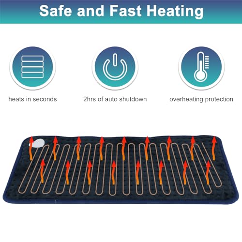 Manta Electrica Lumbar, Almohadilla Electrica Termica, Esterilla Lumbar Electrica con 10 Temperaturas, 3 Temporizadores, Uso Seco y Húmedo para Espalda, Cuello, Hombros, Abdomen