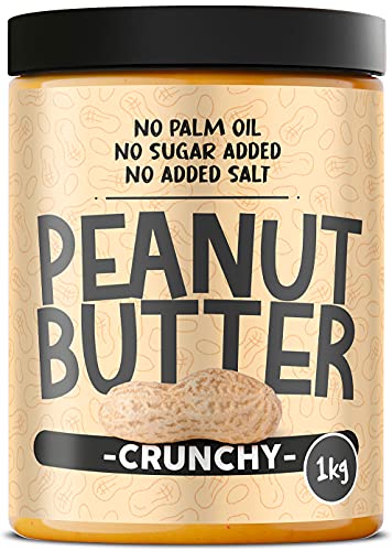 MANTEQUILLA CACAHUETE 1kg • Crema De Cacahuete Sin Azucar 100% Natural • Peanut Butter Made in Italy • Sin Aceite De Palma • Crema Proteica Para Untar (Crunchy, 1 kg)