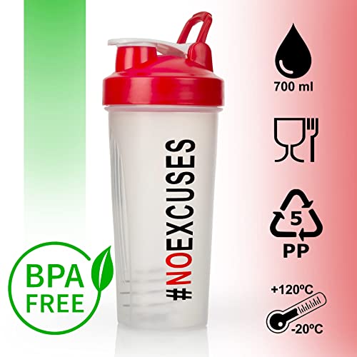 MAPEKS® Shaker Proteinas 700ml Mezclador de Batidos para Gym, Libre de BPA | Facil Limpieza del Vaso | Botella Coctelera Batidos | Gimnasio Cocina