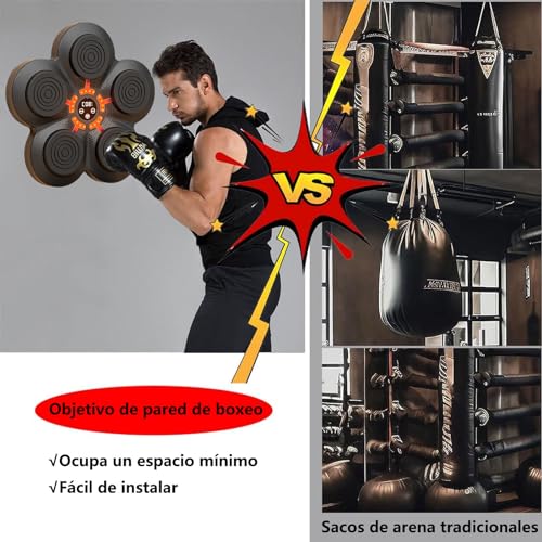 Maquina Boxeo Musical Montado en la Pared Musical Boxing Machine Inteligente Bluetooth Maquina de Boxeo con Musica Recargable Boxing Training Máquina de Boxeo Musical,Adultos Guantes