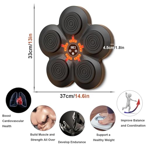 Máquina de Boxeo de música LED, 400 KG Impacto Objetivo de Pared Inteligente de Boxeo Eléctrico, Recargable por USB y Conectividad Bluetooth Inteligente para la Formación Reaction