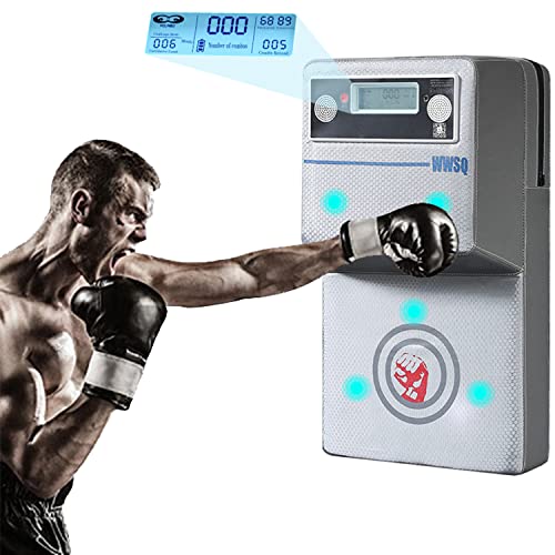 Máquina de Boxeo Montada en la Pared Smart Music Boxing Training Punching Target con Punch Force Tester, Saco de Boxeo Familiar Equipo de Almohadillas de Boxeo para niños Adultos jóvenes,Plata