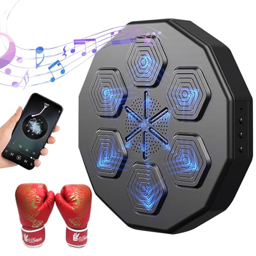 Máquina De Boxeo Musical con Guantes, Máquina De Boxeo con Musica Luz LED, Equipo De Entrenamiento De Boxeo, Máquina De Boxeo con Musica Inteligente para Niños Y Adultos