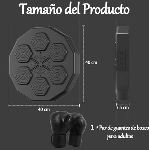 Máquina de Boxeo Musical, LED Equipo de Entrenamiento de Boxeo de Pared en Casa con Conexión Bluetooth, Destino de Boxeo de Descompresión con Máquina de Boxeo de Efecto de Luz