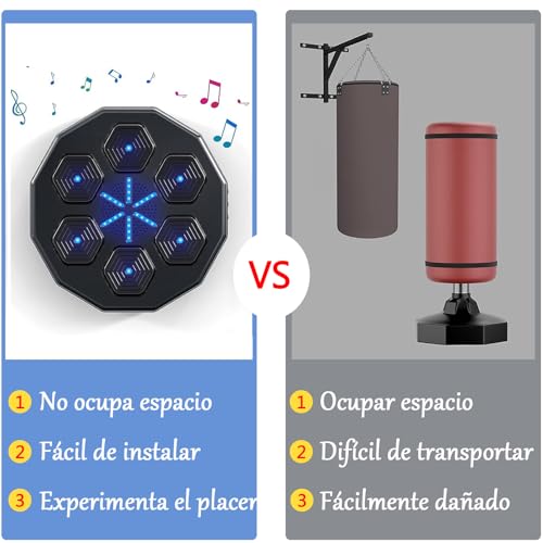 Máquina de Boxeo Musical, LED Equipo de Entrenamiento de Boxeo de Pared en Casa con Conexión Bluetooth, Destino de Boxeo de Descompresión con Máquina de Boxeo de Efecto de Luz