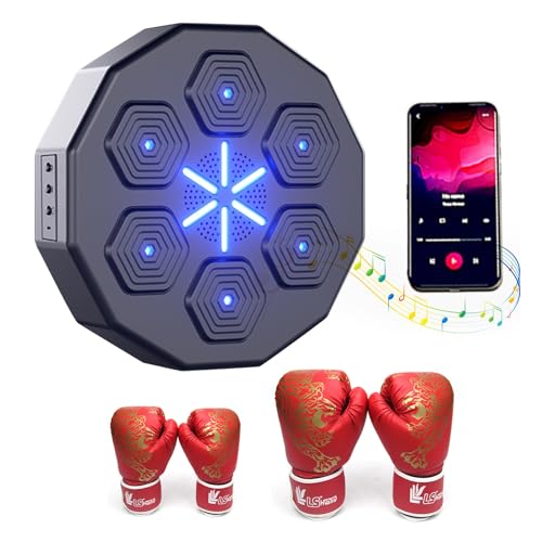 Máquina de boxeo musical Máquina de entrenamiento con Luces LED y Sensor Bluetooth Máquina de perforación Equipo Recargable con Guantes Almohadillas de Boxeo para Focus Agility Training ( Size : Box m