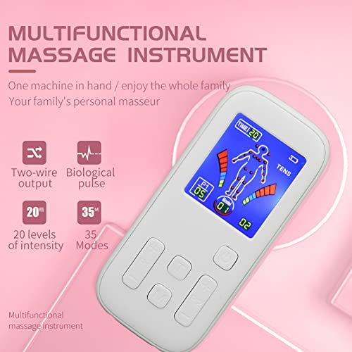 Máquina Relajante Muscular, Unidad TENS EMS de Doble Canal Estimulador Muscular para Aliviar el Dolor, Relajante Muscular de 35 Modos, Masajeador Muscular de Pulso Recargable, para Alivio Muscular