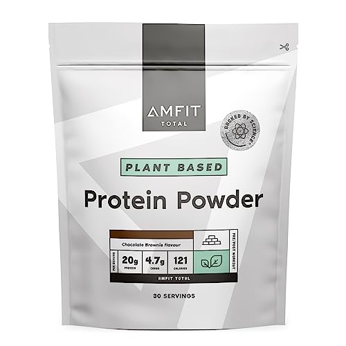 Marca Amazon - Amfit Nutrition Proteína en polvo de origen vegetal, brownie de chocolate, 900g