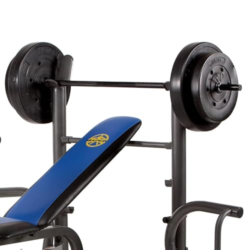 Marcy MWB-36780b para principiantes – Press de banca con barra de 35 kg - Banco de musculación completo multifunción – Curl de piernas & Curl de bíceps – Pec Dec Pectorales