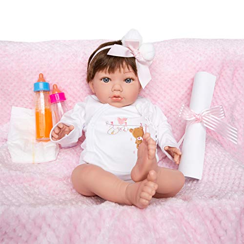 MARÍA JESÚS Bebe Reborn Silicona - Muñecas para niñas Hechas en España, Muñecos Reborn de Vinilo Siliconado, con rojeces, Pliegues, 2kg y Efecto caída Cabeza