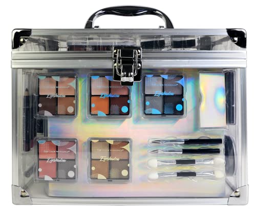 Markwins Maletín de Maquillaje Colour Delights Beauty Case - The Color Workshop - Un Kit de Maquillaje Profesional Completo en un Mega Maletín Transparente con Bordes Exteriores y Asa Metalizados