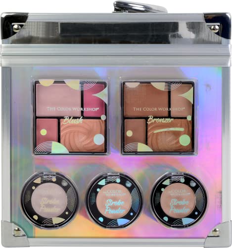 Markwins Maletín de Maquillaje Colour Delights Beauty Case - The Color Workshop - Un Kit de Maquillaje Profesional Completo en un Mega Maletín Transparente con Bordes Exteriores y Asa Metalizados