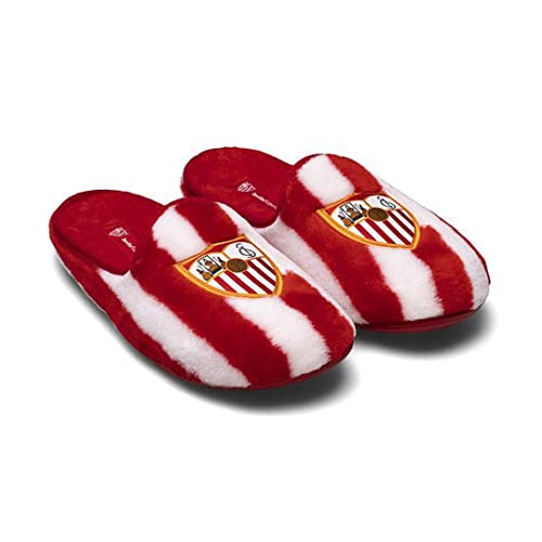 MARPEN SLIPPERS, Zapatillas de Casa de Invierno Oficiales del Sevilla FC de Fútbol para Hombre o Mujer, Abiertas con Escudo, Talla 42 43