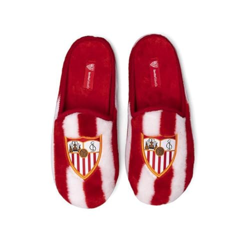 MARPEN SLIPPERS, Zapatillas de Casa de Invierno Oficiales del Sevilla FC de Fútbol para Hombre o Mujer, Abiertas con Escudo, Talla 42 43