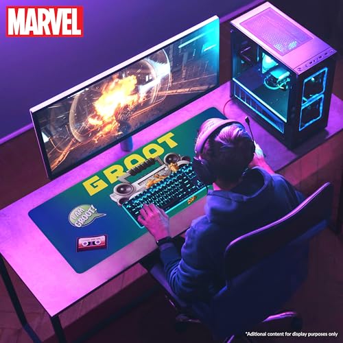 Marvel Alfombrilla Ratón XXL de 80 x 36 cm Avangers - Protector Escritorio Groot Spiderman, Ordenador y Teclado - Regalos para Hombre, Cumpleaños, Navidad (Verde Groot)