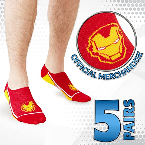 Marvel Calcetines Invisibles Hombre Pack 5 Pares Calcetines Hombre Divertidos Calcetines Cortos Avengers Pinkies Hombre Dibujos Talla Única 41-46 Corte Bajo (Multicolor)