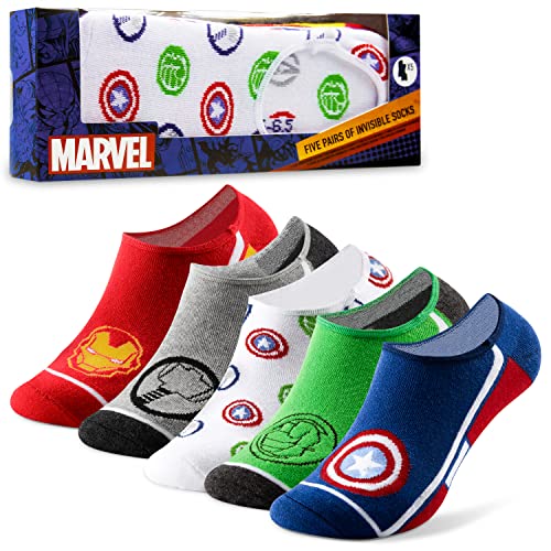 Marvel Calcetines Invisibles Hombre Pack 5 Pares Calcetines Hombre Divertidos Calcetines Cortos Avengers Pinkies Hombre Dibujos Talla Única 41-46 Corte Bajo (Multicolor)