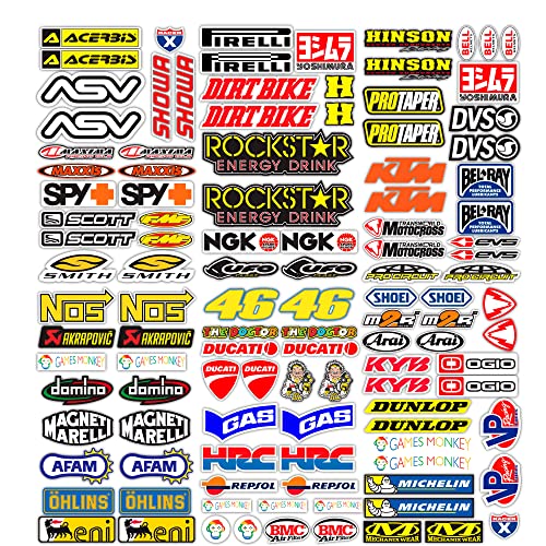 MAS DI VITALE MARIA ditta individual moto pegatinas patrocinador 113 unids pegatina Motocross Gráficos Bicicleta MTB Equipo Scooter Kit Modelo Hacer Vinilo Brillante Famoso Marcas Pack (73x67 cm)