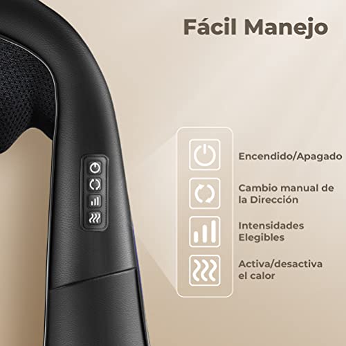 Masajeador Cervical y Espalda Da Calorito Masajeador Eléctrico Maquina de Masaje para Cervical, Espalda, Lumbares y Piernas Trae un Cinturón, PU Cuero Sintético