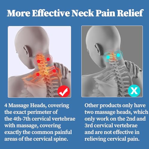Masajeador de Cuello y Cervicales, Masajeador Electromagnético de Impulsos, Masaje de Cuello Eléctrico Portátil, 8 Modos + 9 niveles de Intensidad, Temperatura Constante, Aliviar el Dolor de Cuello