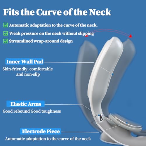 Masajeador de Cuello y Cervicales, Masajeador Electromagnético de Impulsos, Masaje de Cuello Eléctrico Portátil, 8 Modos + 9 niveles de Intensidad, Temperatura Constante, Aliviar el Dolor de Cuello