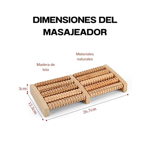 Masajeador de Pies de Madera - Masajeador para Alivio de Fascitis Plantar con Doble Rodillo -Reflexologia Podal Masajes en Piernas o Pies