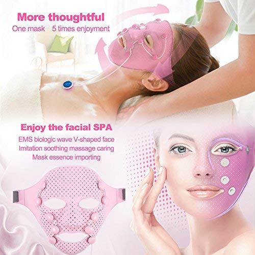 Mascarilla de Masaje Facial, EMS Eléctrico Vibración Magnética 3D Masajeador de Belleza Masaje con Imán Antiarrugas Mascarilla Facial SPA con 15min Aviso Inteligente para el Hogar, Salón de Belleza