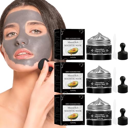 Mascarilla magnética rica en minerales Lemay, mascarilla limpiadora de poros, eliminador de espinillas, mascarilla facial despegable, cuidado de la piel, destapa los poros obstruidos (3Pcs)