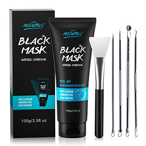 Mascarilla Peel Off Mascarilla Negra Mascarilla Para Eliminar Espinillas Con Carbón Mascarilla Facial, Purificador Con Removedor De Espinillas Kit De Herramientas Extractor Y Cepillo Para Mascarilla