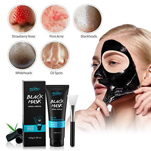 Mascarilla Peel Off Mascarilla Negra Mascarilla Para Eliminar Espinillas Con Carbón Mascarilla Facial, Purificador Con Removedor De Espinillas Kit De Herramientas Extractor Y Cepillo Para Mascarilla