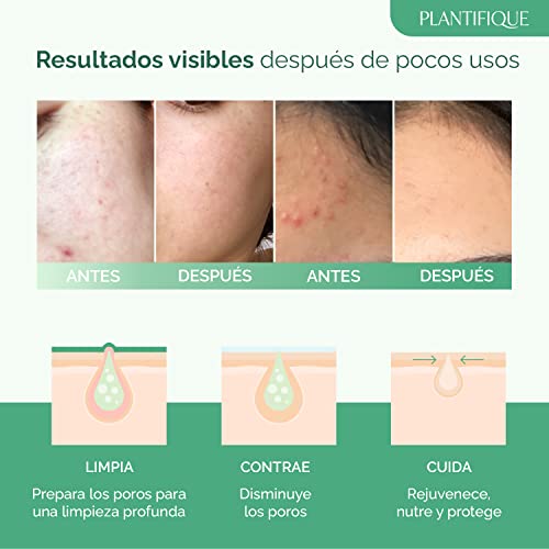 Mascarillas Faciales Coreanas de PLANTIFIQUE- Mascarilla Facial Hidratante Limpiador de Poros - Mascarilla Puntos Negros - Mascarilla Cara Arcilla Verde - Mascarilla Orgánica con Superalimentos 100 ml