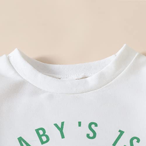 Mashaouyo Infant Boys Girls St. Patric.k's día carta de manga larga impreso suéter mameluco recién nacido sudadera bodys pantalones cortos de baño niña (White, 9-12 months)