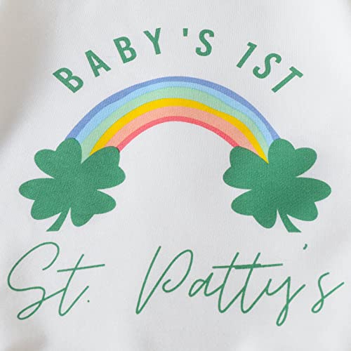 Mashaouyo Infant Boys Girls St. Patric.k's día carta de manga larga impreso suéter mameluco recién nacido sudadera bodys pantalones cortos de baño niña (White, 9-12 months)