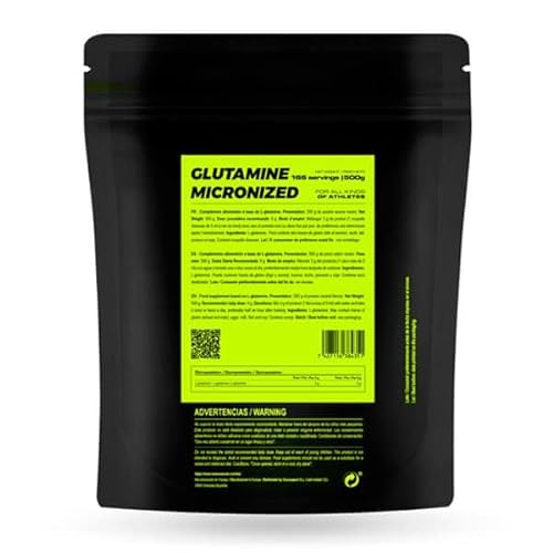 MASMUSCULO - MM Fit Line - Glutamina Micronizada - Suplemento en Polvo - 500 g - Favorece la Recuperación Muscular - Ayuda al Sistema Inmunitario - Bote para 3 Meses