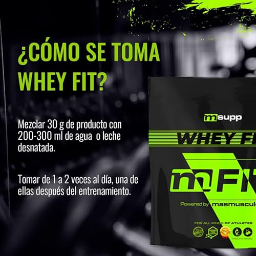 MASMUSCULO - MM Fit Line - Proteína Whey - Proteína Suero de Leche - 1 kg - Recuperador Muscular - Mejora el Rendimiento Físico - Aumenta la Masa Muscular - Sabor Plátano